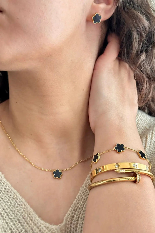 18K Vergoldete Vergoldetes Kleeblatt-Set