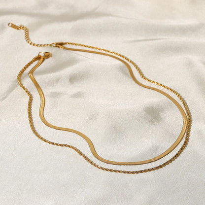 18 Karat Gold Vergoldete Flache Lagenkette