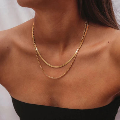 18 Karat Gold Vergoldete Flache Lagenkette