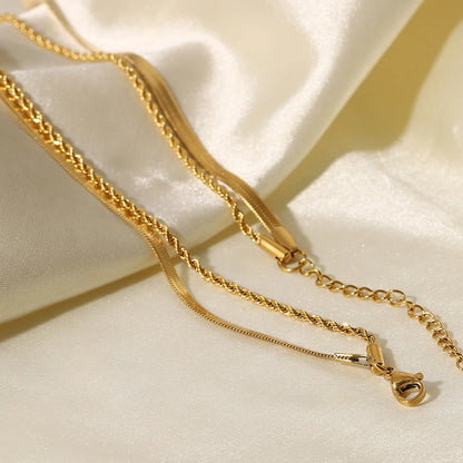 18 Karat Gold Vergoldete Flache Lagenkette