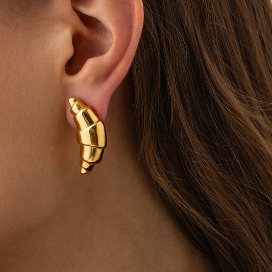 18 Karat Gold Vergoldete Croissant Ohrringe
