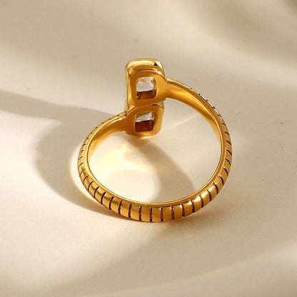18 Karat Gold Vergoldete Verstellbare Zirkonia Ring