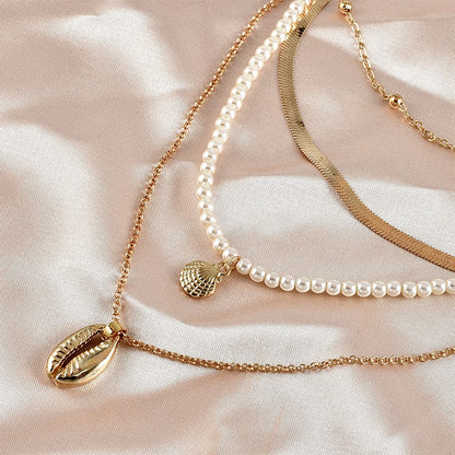 18 Karat Gold Vergoldete Boho-Schichtkette