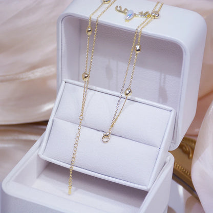 18 Karat Gold Vergoldete 2-lagige Zirkonia-Herzkette
