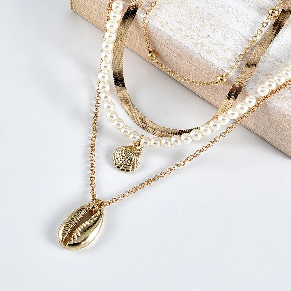 18 Karat Gold Vergoldete Boho-Schichtkette