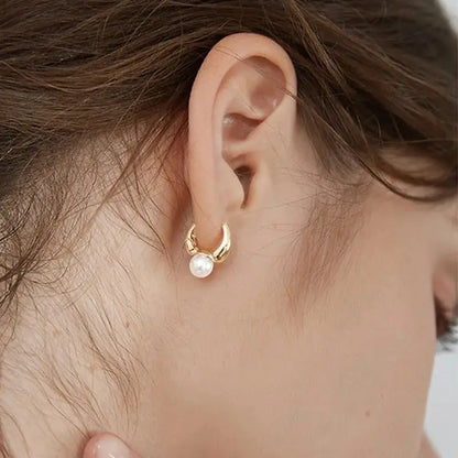 18 Karat Gold Vergoldete Kleine Perlen Ohrringe