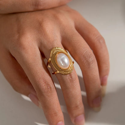 18 Karat Gold Vergoldete Vintage Stil Perlenring