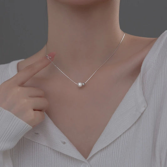 925 Sterling Silber Vergoldete Perlenkette