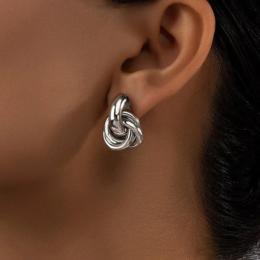 925 Sterling Silber Vergoldete Knotenohrringe