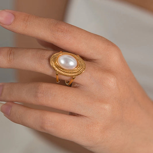 18 Karat Gold Vergoldete Vintage Stil Perlenring