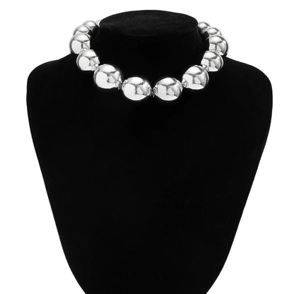 925 Sterling Silber Vergoldete Perlenförmige Choker-Halskette