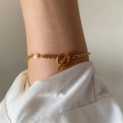 18K Gold Vergoldete Kleines Perlenarmband