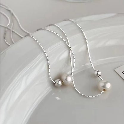 925 Sterling Silber Vergoldete Perlenkette