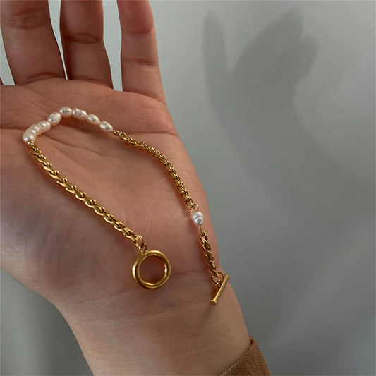 18K Gold Vergoldete Kleines Perlenarmband
