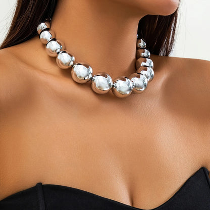 925 Sterling Silber Vergoldete Perlenförmige Choker-Halskette