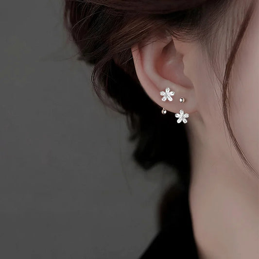 925 Sterling Silber Kleine Blumen Ohrringe
