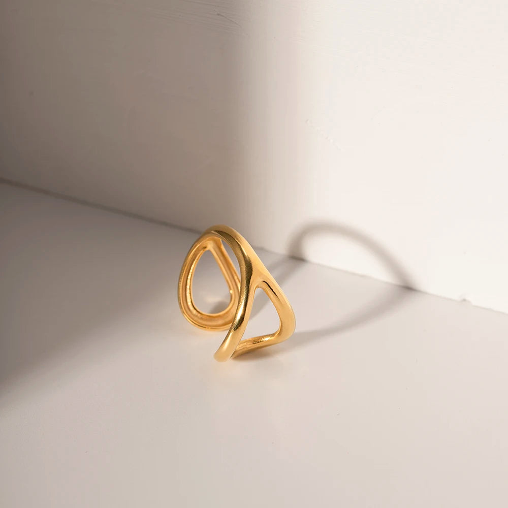 18 Karat Gold Vergoldete Verstellbare Modische Ring