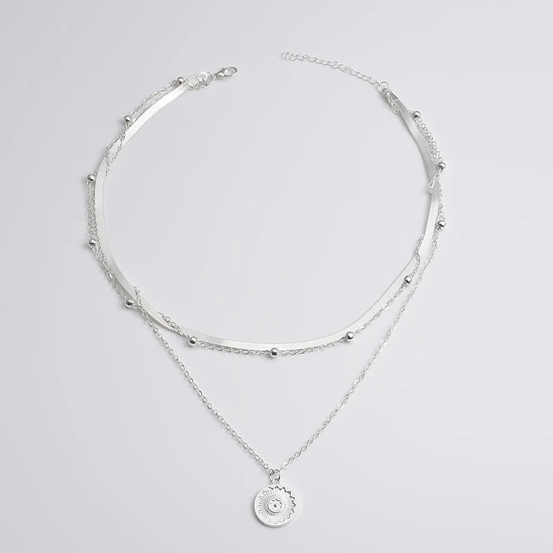 925 Sterling Silber Vergoldete Trendige Dreilagige Kette