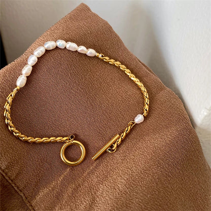 18K Gold Vergoldete Kleines Perlenarmband