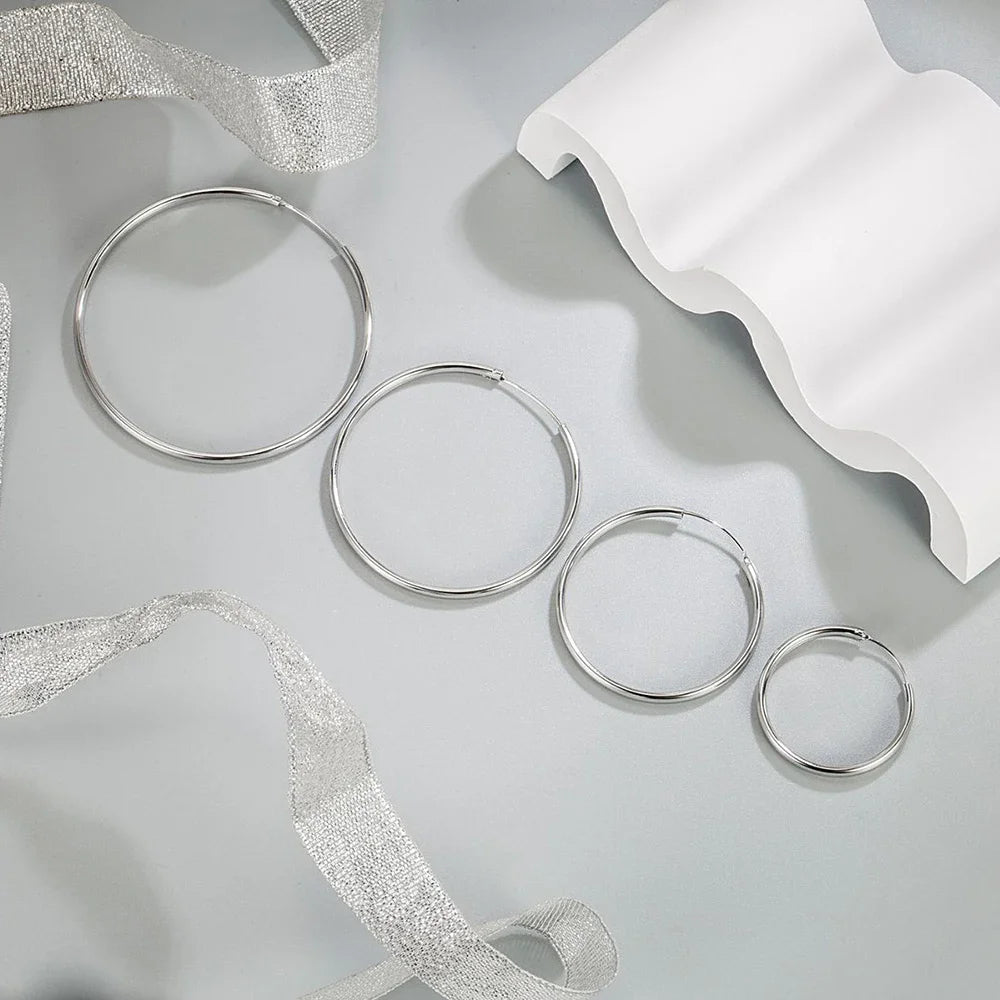 925 Sterling Silber Vergoldete Große Runde Ohrringe