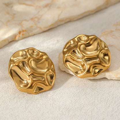 18 Karat Gold Vergoldete Runde Vintage-Look Ohrringe