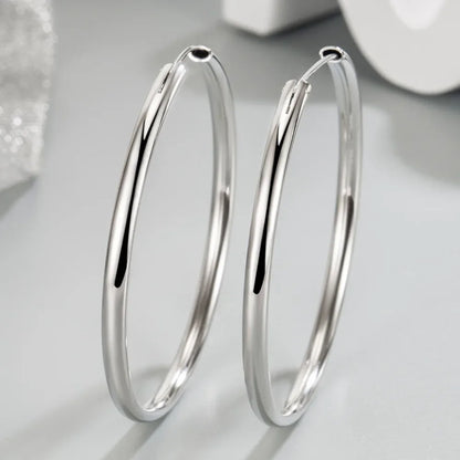 925 Sterling Silber Vergoldete Große Runde Ohrringe