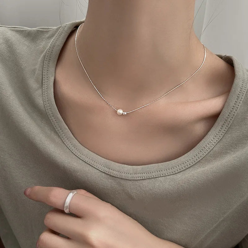 925 Sterling Silber Vergoldete Perlenkette