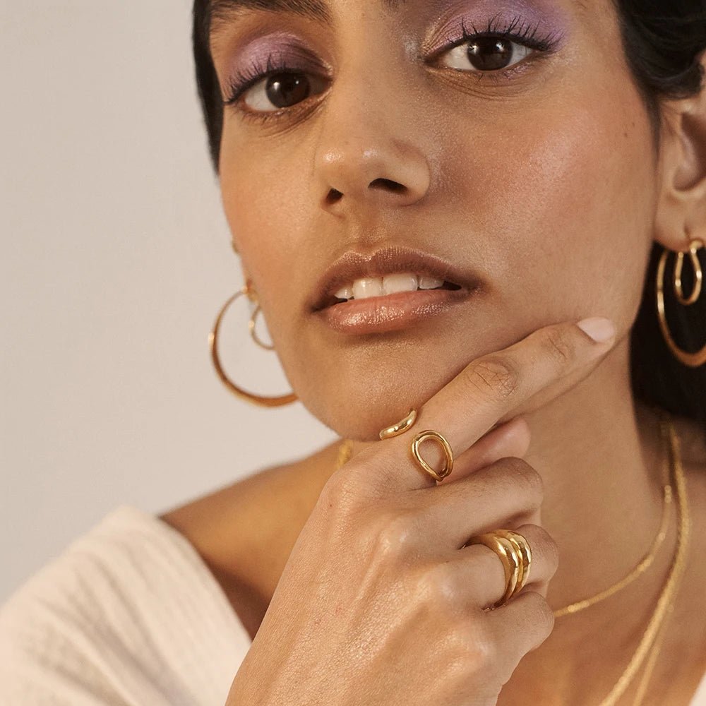 18 Karat Gold Vergoldete Verstellbare Modische Ring