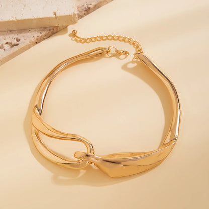 18-karaats goud vergulde moderne choker-halsketting