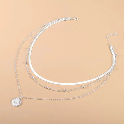 925 Sterling Silber Vergoldete Trendige Dreilagige Kette