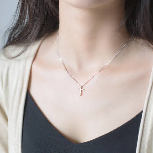 925 Sterling Silber Vergoldete Kreuzkette
