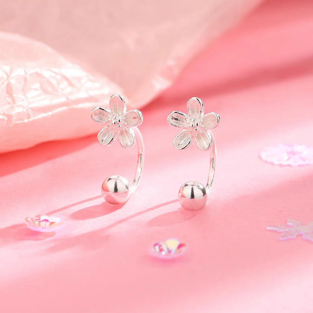 925 Sterling Silber Kleine Blumen Ohrringe
