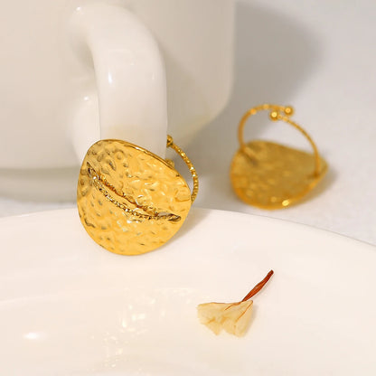 18 Karat Gold Vergoldete Verstellbare Ring mit Geschmeidiger Struktur