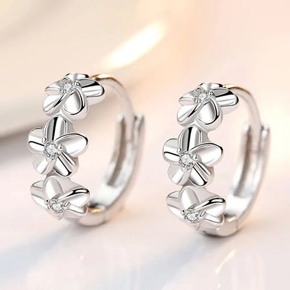 925 Silber Vergoldete Ohrringe mit kleinen Blumen