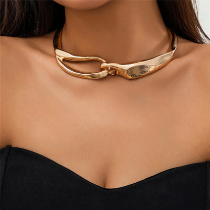 18-karaats goud vergulde moderne choker-halsketting