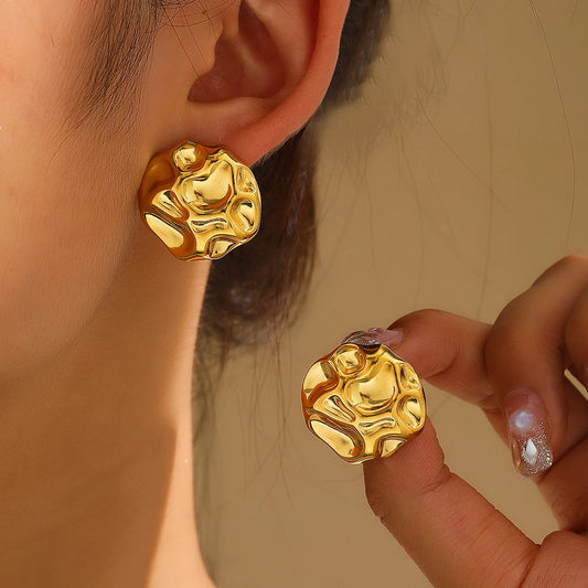 18 Karat Gold Vergoldete Runde Vintage-Look Ohrringe