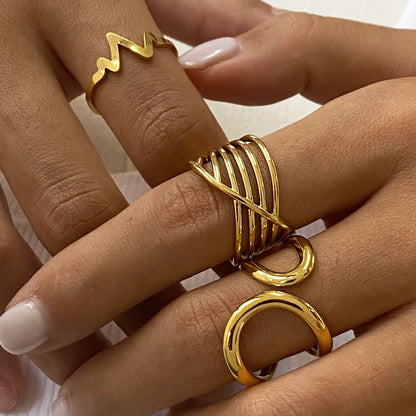 18 Karat Gold Vergoldeter Verstellbarer Luxus-Set aus 3 Ringen