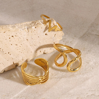 18 Karat Gold Vergoldeter Verstellbarer Luxus-Set aus 3 Ringen