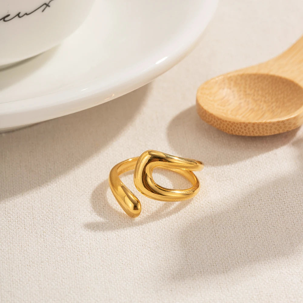 18 Karat Gold Vergoldeter Verstellbarer Stilvoller Ring