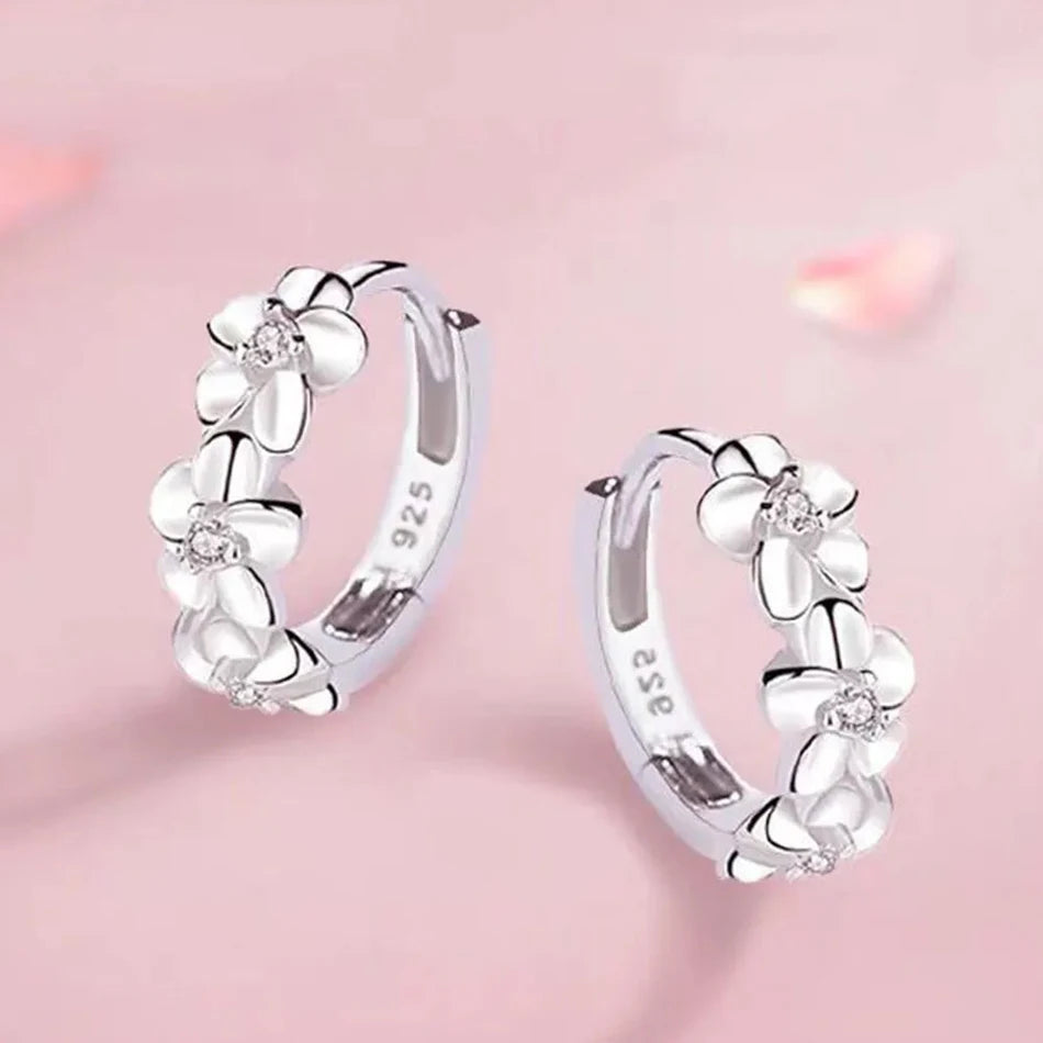925 Silber Vergoldete Ohrringe mit kleinen Blumen