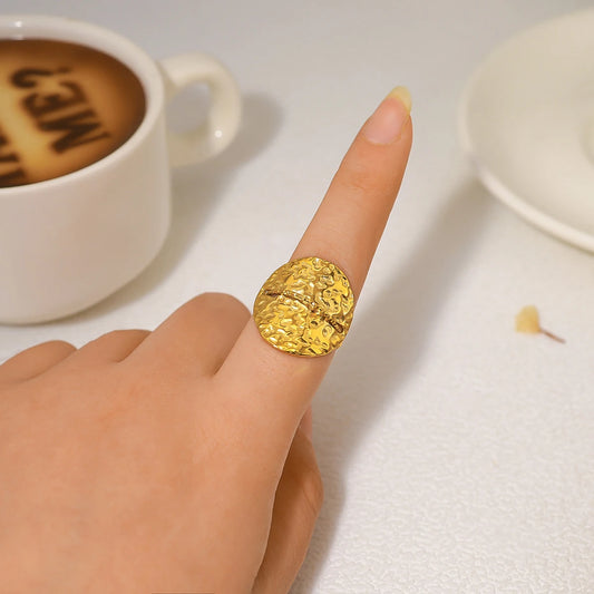 18 Karat Gold Vergoldete Verstellbare Ring mit Geschmeidiger Struktur