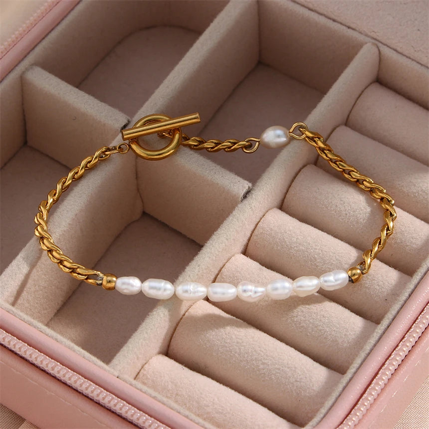 18K Gold Vergoldete Kleines Perlenarmband